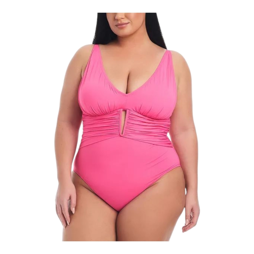 Bleu by Rod Beattie Plus Size Ruched One-Piece‎ Pink Swimsuit 16W, 18W, 20W, 22W